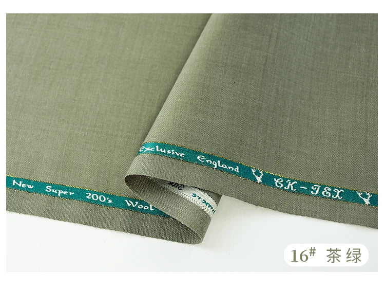 High Count 50% Worsted Wool Fabric For Suits Sewing Blazer Vest Pants Coat DIY High End 280g/m Serge Cloth Material 50X150cm