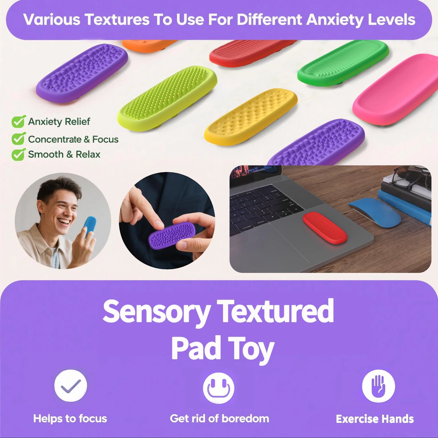 Silicone Sensory Strip Fidget Toys Kids Autism Decompression Calming Fidgeting Toy Adults Stress Desk Anxiety Relief Sensory Toy