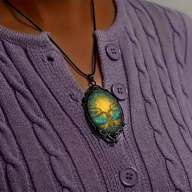 Cross Border European and American Necklace, Vintage Handmade, Tree of Life, Witch Halloween Pendant, Necklace Accessory