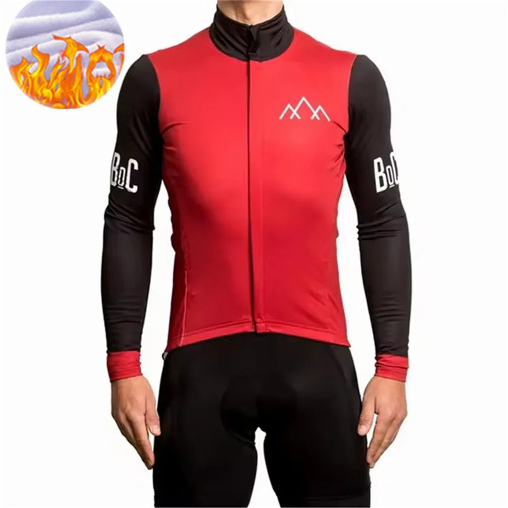  Winter Jacket Thermal Fleece Cycling Jacket Of Climbers Men Long Sleeve Clothing Warm Tops Road Bike Outdoor Sports MTB Winter