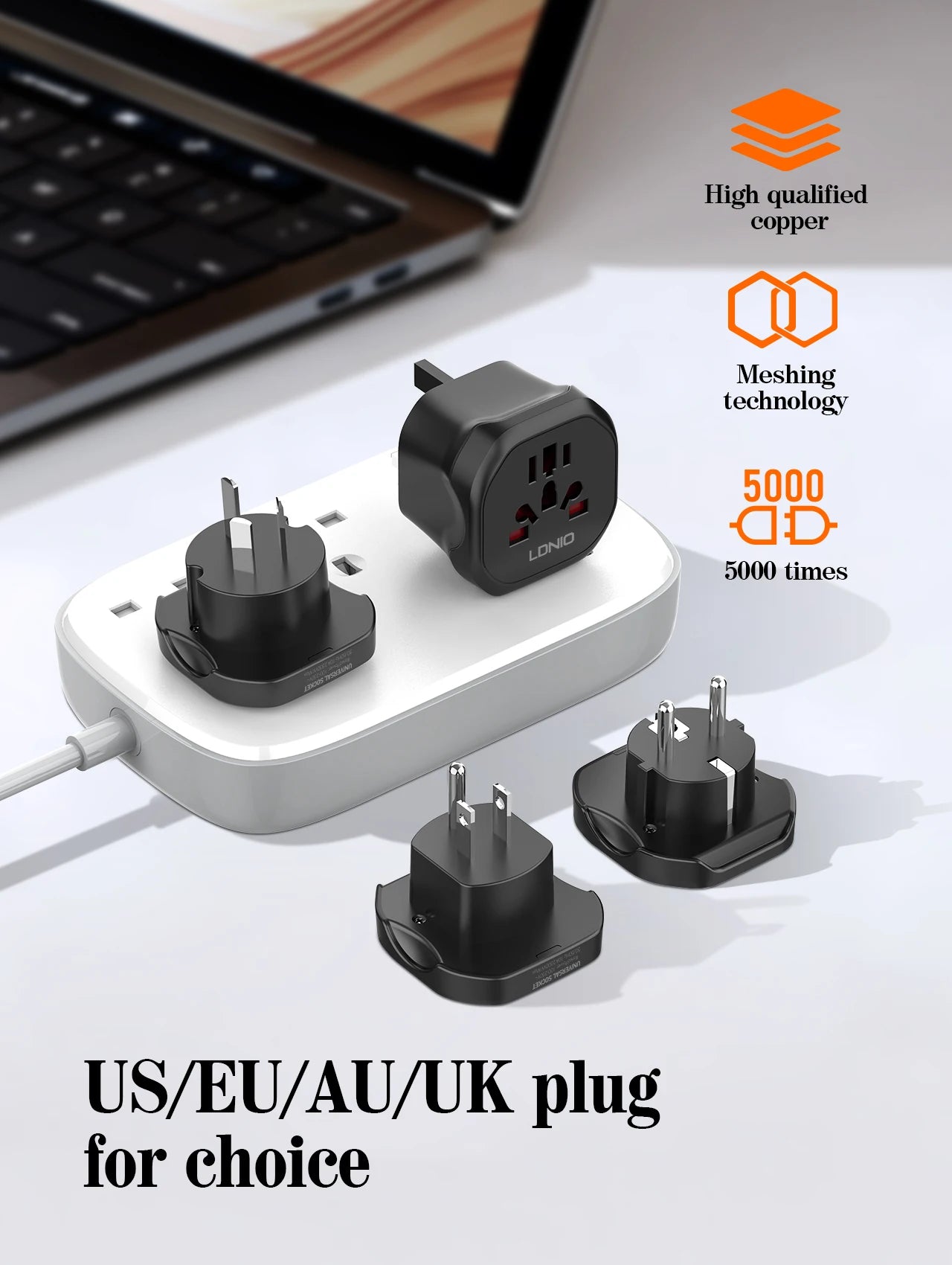LDNIO Universal Travel Adapter EU KR Plug Adaptor To UK US AU European To American UK Plug 48mm Converter For Travel Accessories
