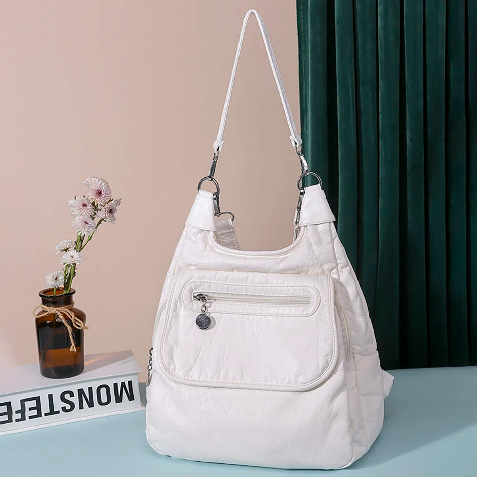 Multifunction Bags Purses High Quality Bookbag Soft Leather School Bags For Teen Girls Ladies Travel Large Capacity Mochilas
