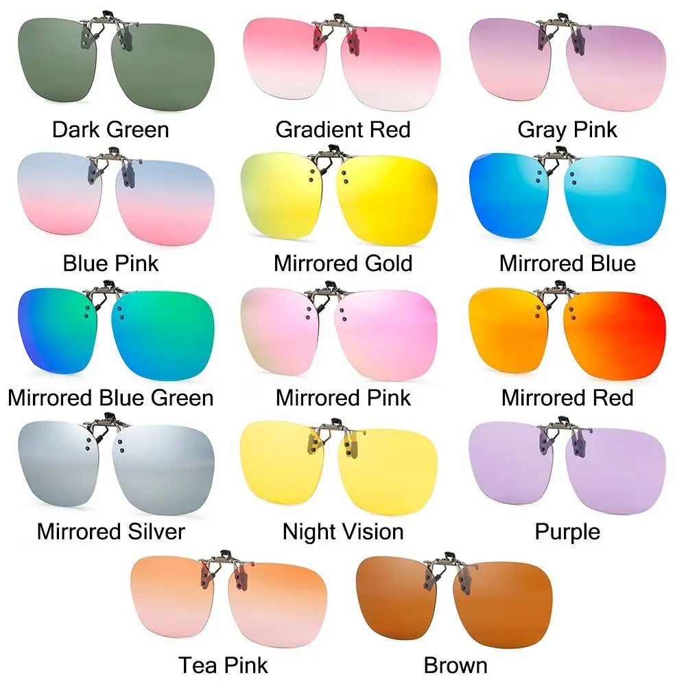 Polarized Clip On Sunglasses Men Car Driver Goggles Women Square Flip Up Sun Glasses for Prescription Rimless Polygonal Shades