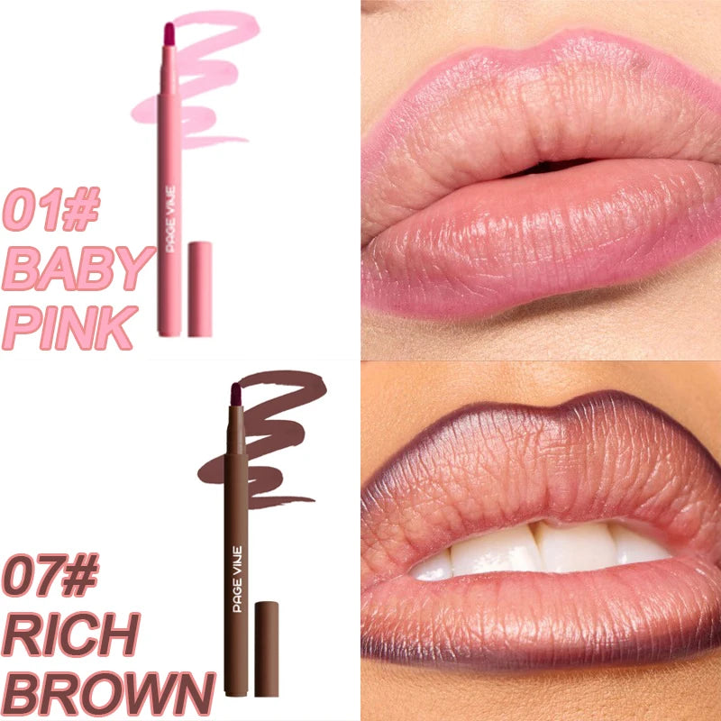 Matte Velvet Lipliner Pencil Red Nude Contour Tint Lipstick Waterproof Lasting Non-stick Cup Moisturising Lip Contour Pen Makeup