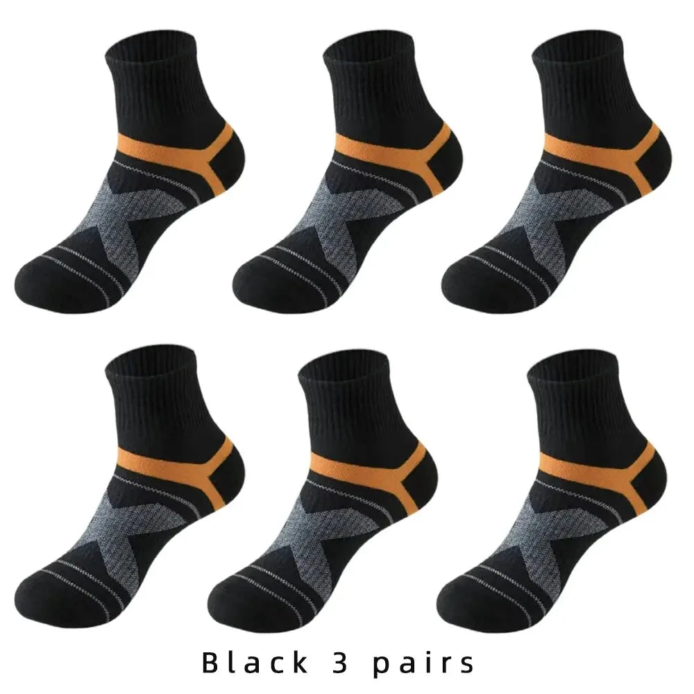3/5/6 Pairs  Cotton Outdoor Sports Socks, Sweat Absorbing and Odor Resistant Cotton Running Basketball Socks, Trendy Socks