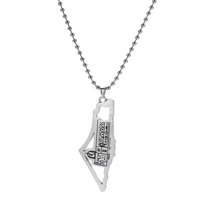 Palestine Country Map Flag Pendant Necklace for Men Women Stainless Steel Necklaces Jewelry Gifts