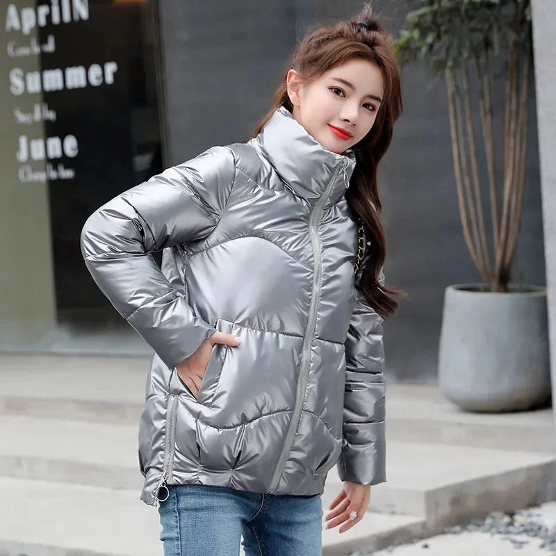 2026 New Winter Jacket Women Parkas Glossy Warm Thicken Coat Female Cotton Padded Parka Waterproof Outwear Loose Snow Jacket