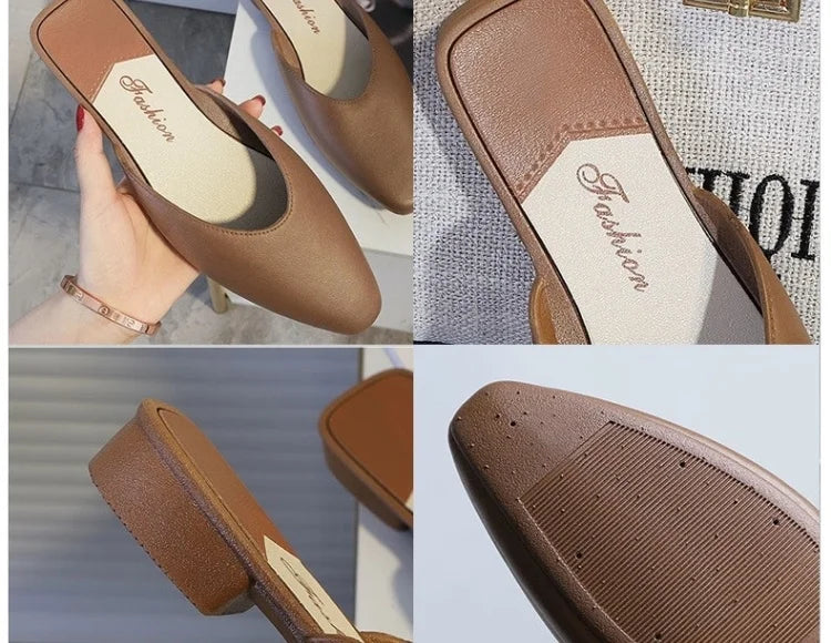 Women's Summer Outdoor Wear Pointed Toe Faion Mule Slippers Flat Bot f Cover Single oes mat Sle Daily Use ...