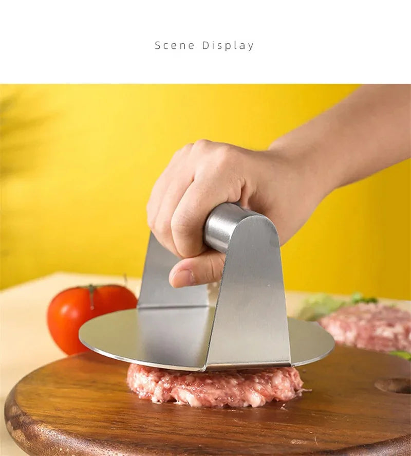 Hamburger Meat Press Stainless Steel Round/Square Smash Burger Press Deli Meats Kitchen Tool Flat Top Grill Tools Squeeze Grease