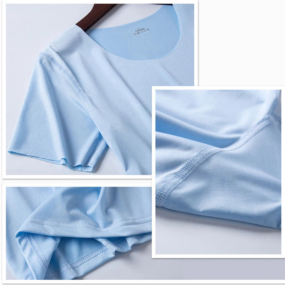 Summer Women T-shirts Ice Silk T-shirt Vest Short Sleeve Tank Fashion Woman Blouses 2023 Slim y2k Tops Undershirt Woman Clothes