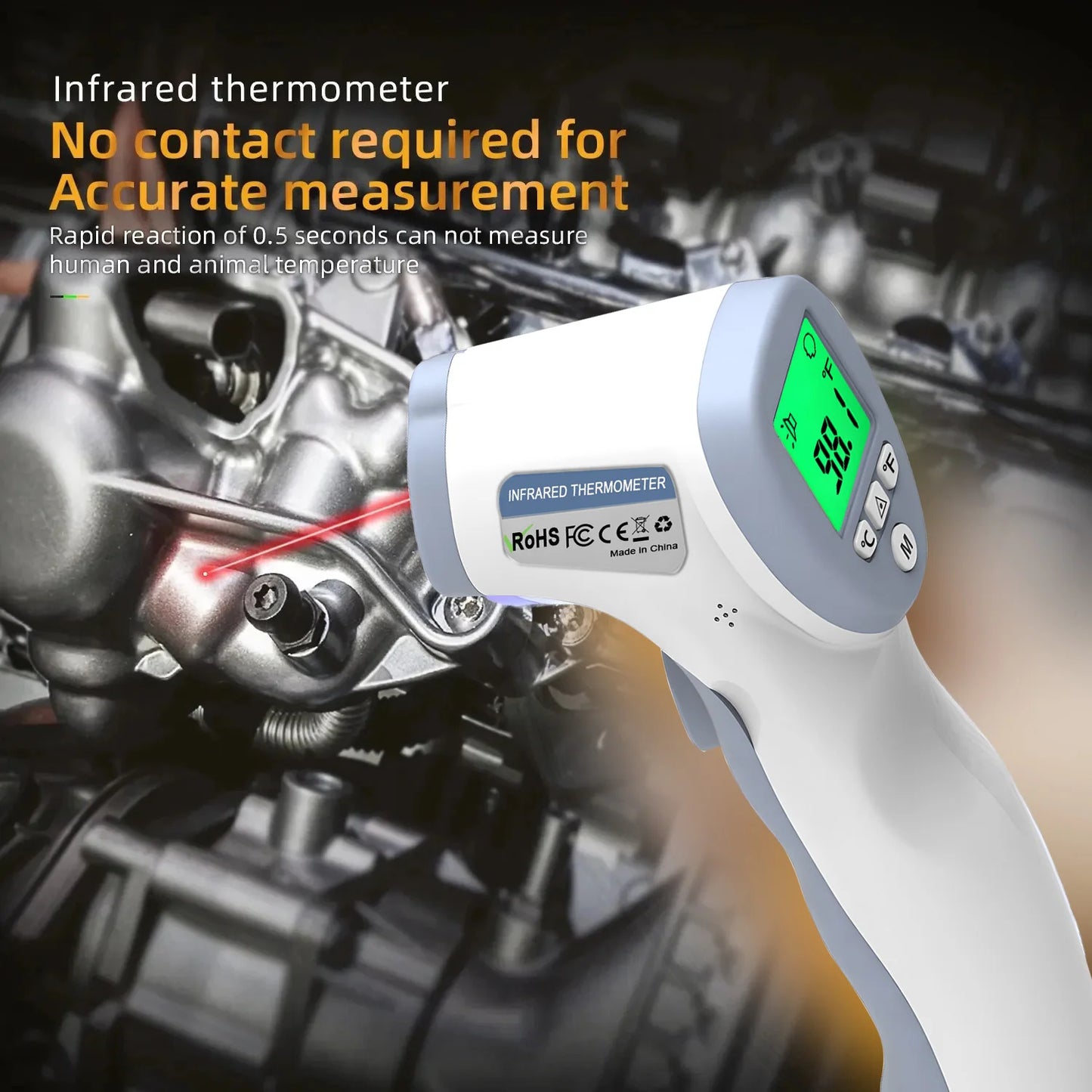 Non-contact Infrared Thermometer High Temperature Meter Probe Laser Pyrometer Suitable temperature of industrial objects