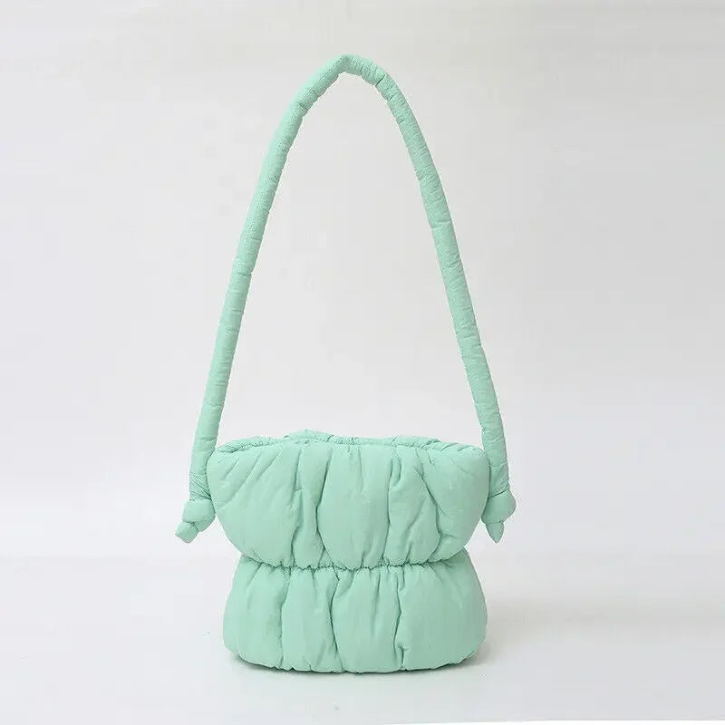 Nylon Bucket Bags Women Casual Designer Handbags Down-Filled Cotton Shoulder Bag Pleated Crossbody Bags Fashion Underarm Bag