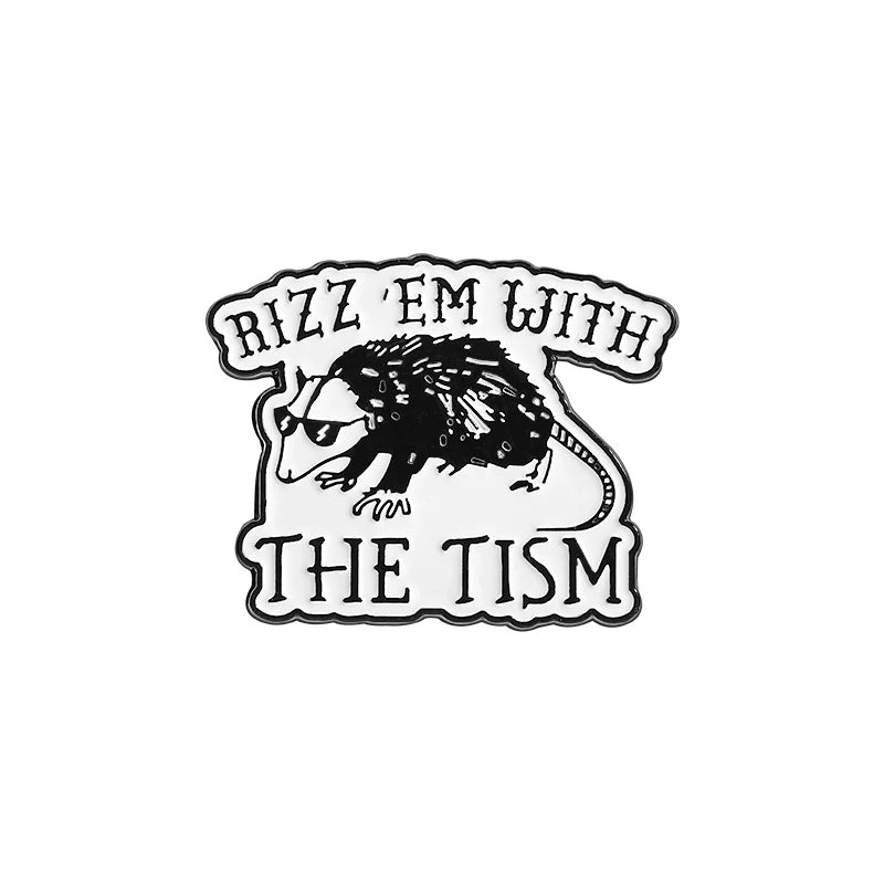 Autism Quote Rizz 'em with The Tism Enamel Pins Creative Frog Brooches Lapel Badge Accessories Animal Jewelry Gift for Friends