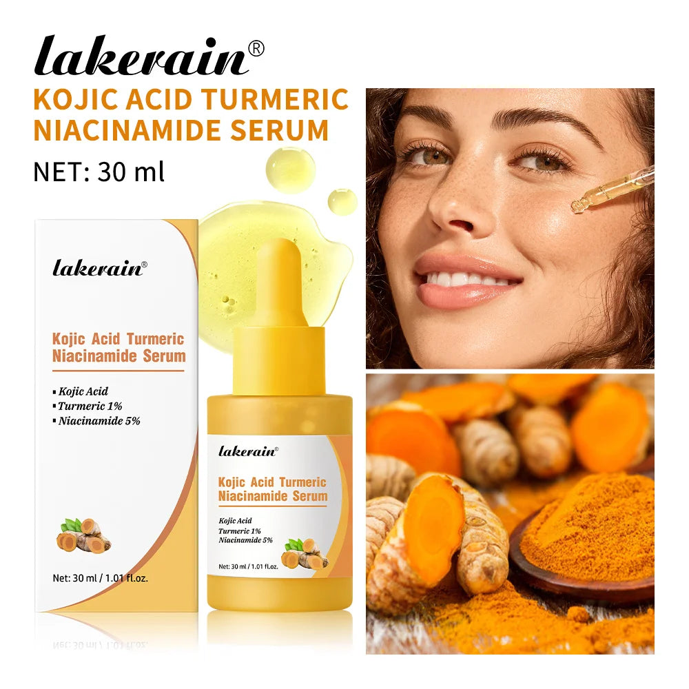 Kojic Acid Turmeric Niacinamide Serum Brighten Skin Tone Soothe Skin Deep Moisturizing Precise Dropper Design Facial Care
