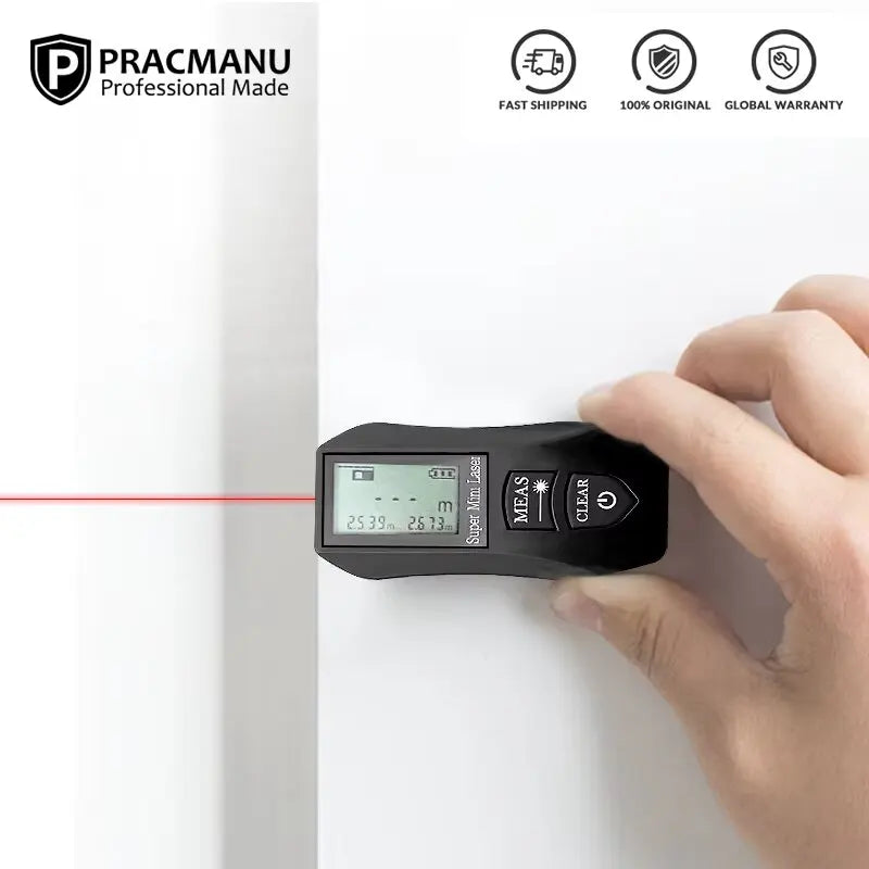 Pracmanu 30m Mini Laser Distance Meter High Precision Digital Laser Rangefinder Usb Rechargeale Construction Tool