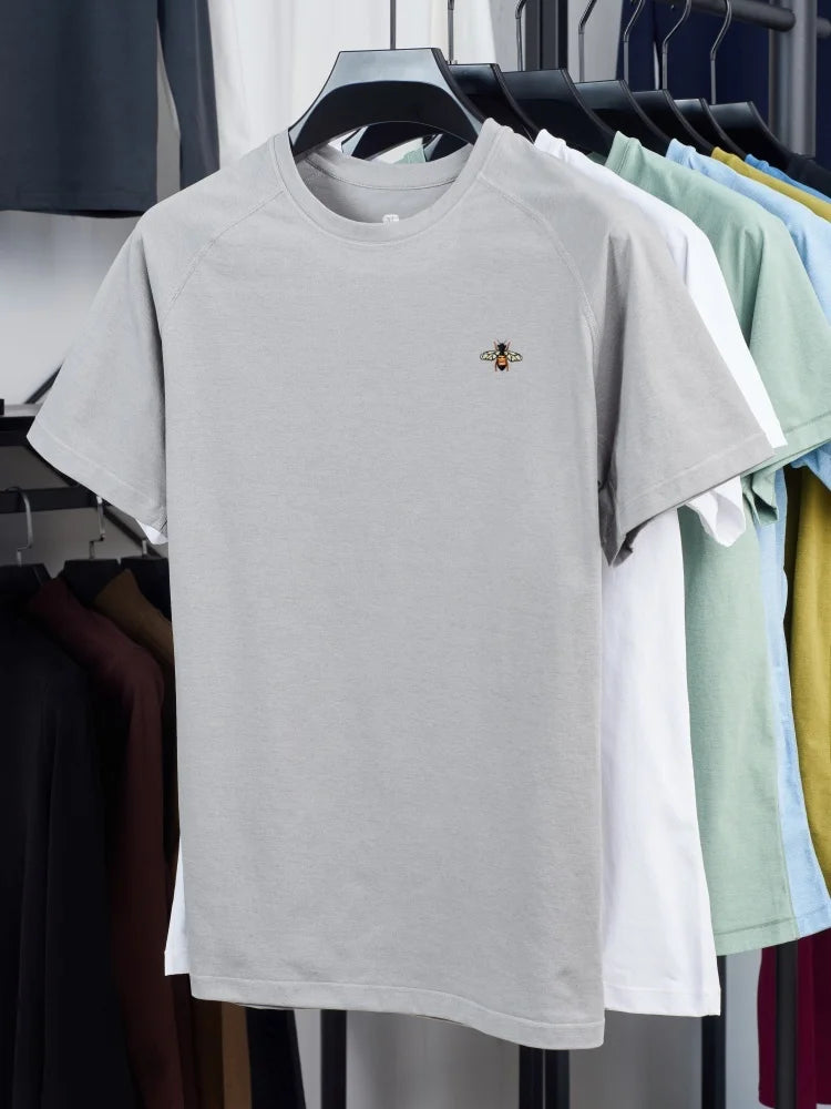 New Men's 100% Cotton Fashion Round Neck Short Sleeve T-shirt for Summer 2026, Business, Leisure, Comfortable and Breathable