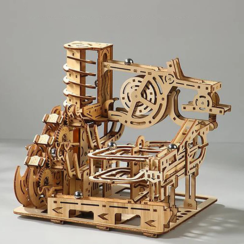 Electric Catapult Marble Run Kit with Spiral Plank Road Puzzles, Mechanical Assembly Model, Ideal Gift for Kids