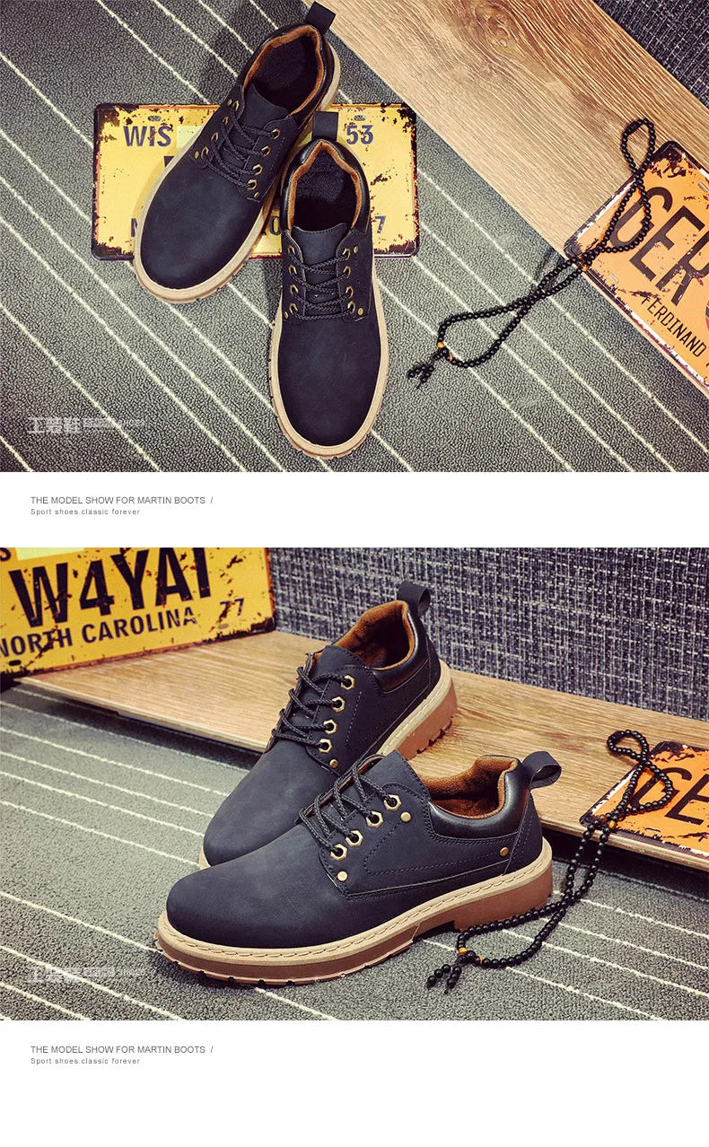 Fashion Men's Leather Shoes England Style Formal Shoes for Man Non Slip Ankle Boots Outdoor Waterproof Casual Tim Work Land Shoe