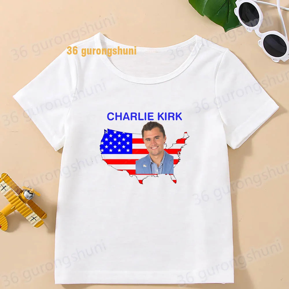 Kids tshirt turning point usa Children clothes Girl t-shirts charlie kirk freedom T shirt Baby tops Boys man summer Short Sleeve