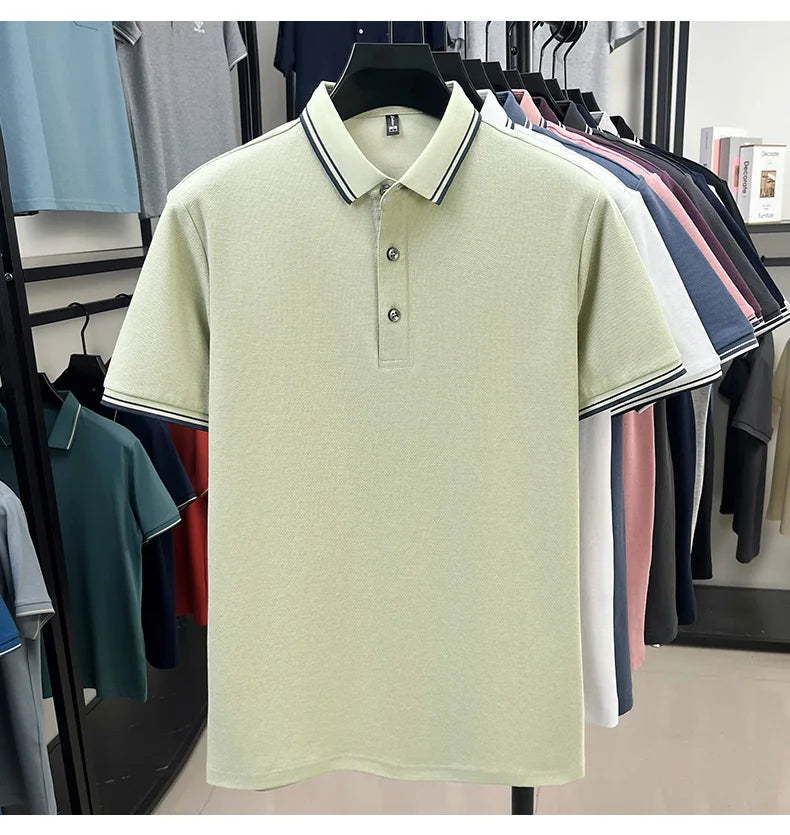 100% pure cotton summer men' luxury brand polo shirt temperament golf short style business casual high-quality T-shirt short top