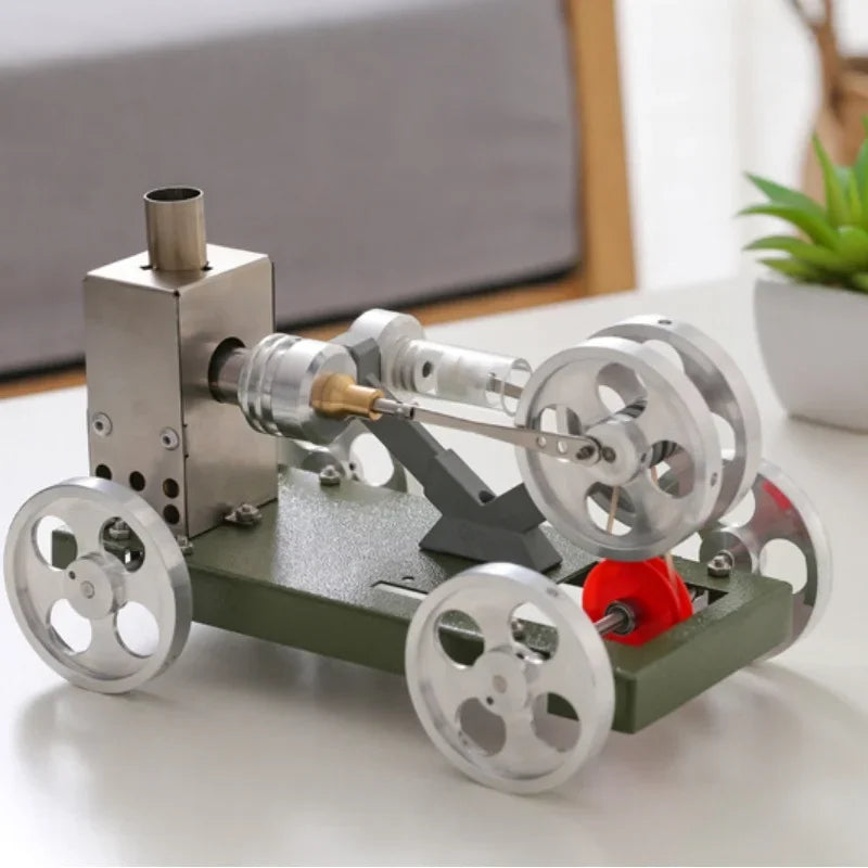 DIY Assembly Stirling Engine Car Metal Model Cars Kit Trolley Vehicle Set Science Experience Educational Toys Gift