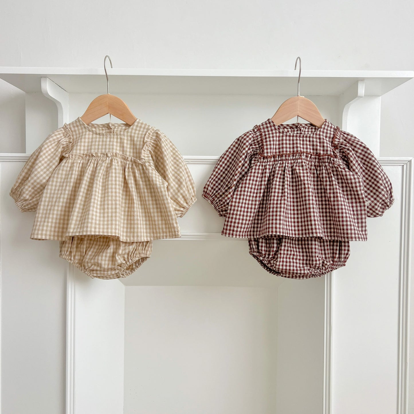 Baby Cotton Clothing Sets 0-2Yrs Autumn New Baby Girl Clothes Set Plaid Tee And Bloomer 2pcs Toddler Kids Vest + Shorts Suit