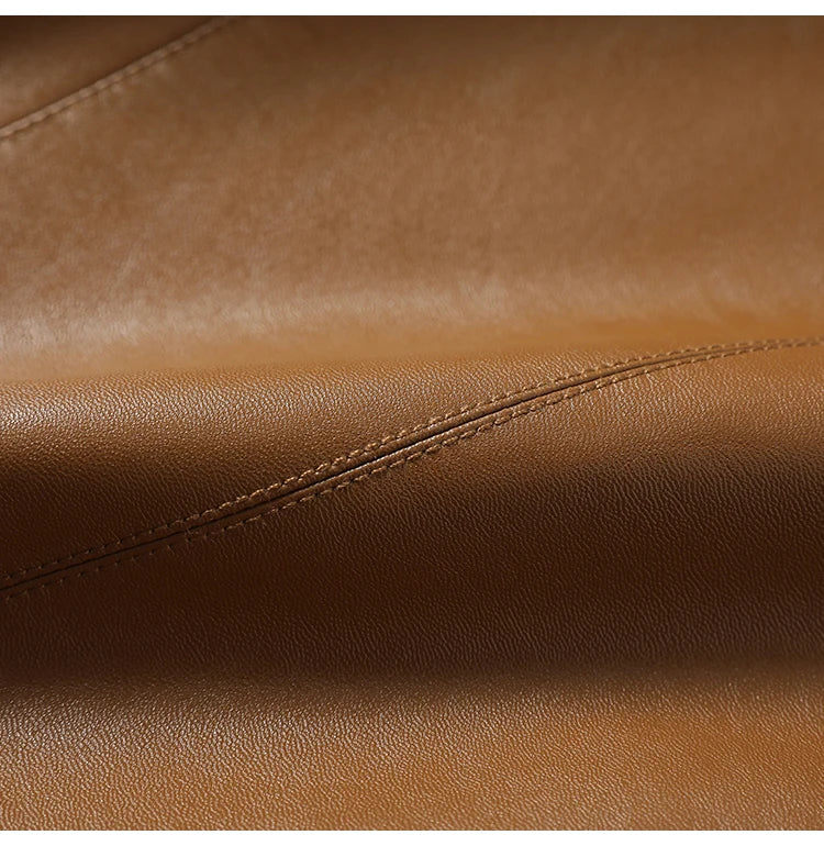 2024 New Women's Sheepskin Leather Jackets Fashion Lapel Collar Single-breasted Office Ladies Slim Casual Short Blazer Coats