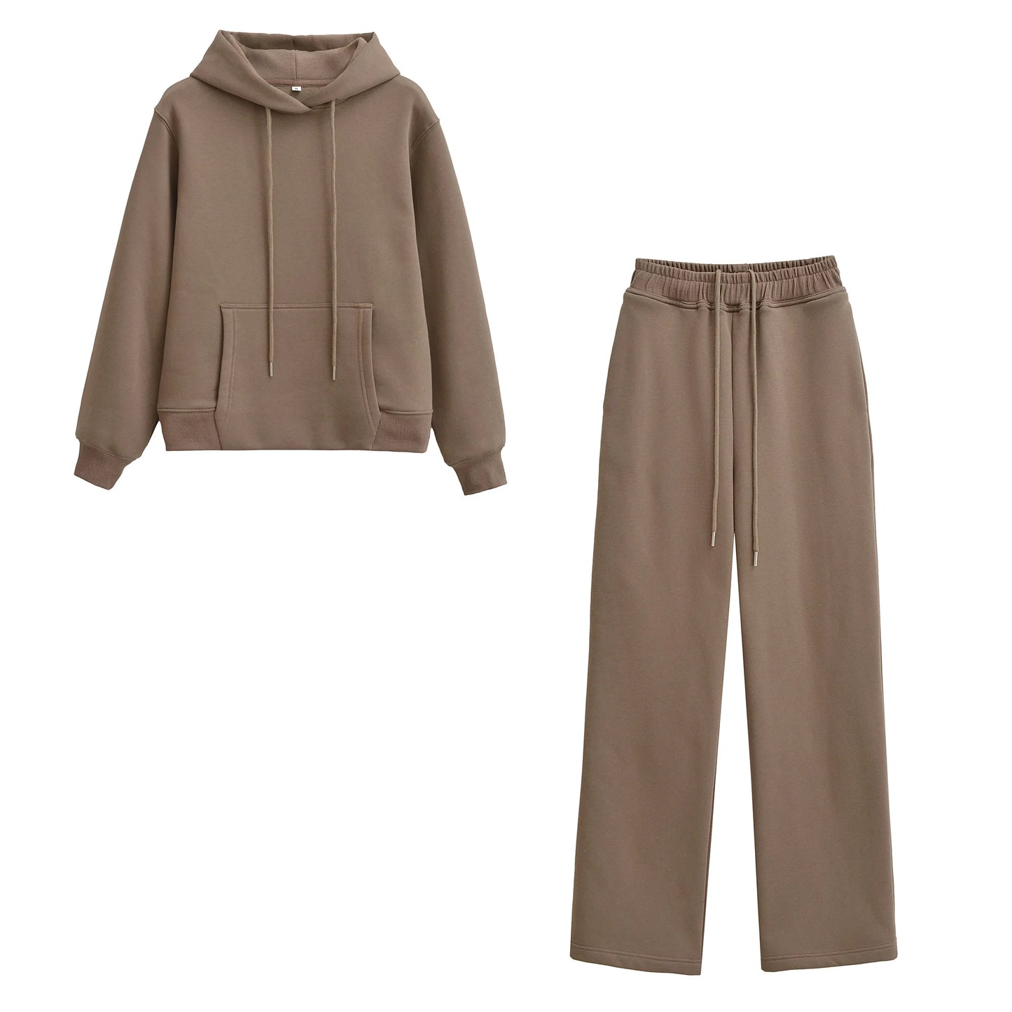 HH Women Solid Pants Suits Pullover Coats Hooded Sweatshirts Drawstring Wide Leg Trousers Autumn Casual Woman Jogging Pants Sets