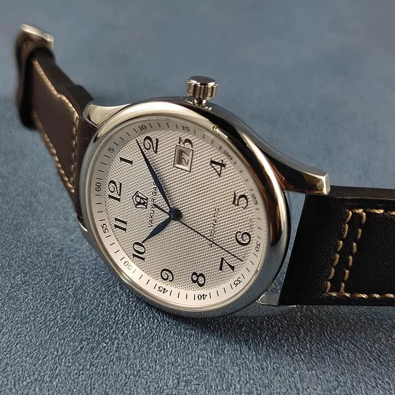 Men's Automatic Watch, Business Haiou ST2130 Caliber, Burnt Blue Ultra-Thin Hands with Date Display