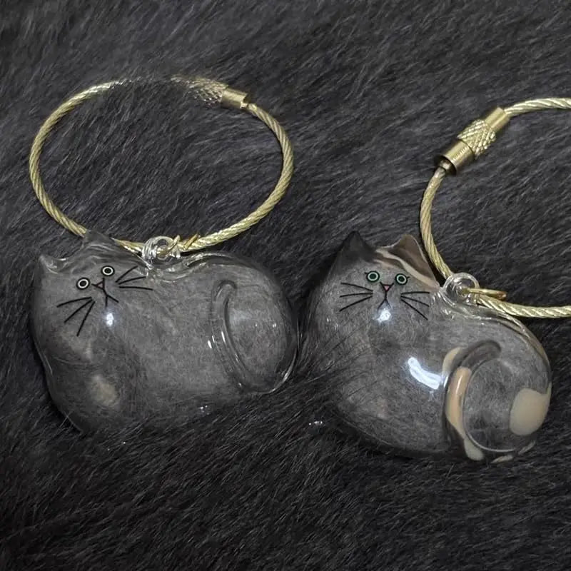 Transparent Pet Hair Keepsake Container Creative Handmade Cat Hair Pendant for Pet Hair Portable Keychain DIY Pendant Accessory