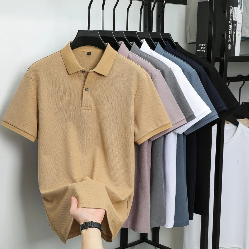 100% pure cotton men's new short-sleeved summer fashion Polo shirt, high-quality luxury premium T-shirt, business casual top