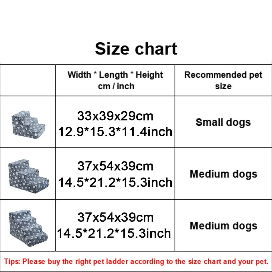3/4 Pet Steps Foam Dog Secure Stairs Ramps Non-Slip Pet Star Steps for Protect Older Dog Pet with Joint Pain Sofa Bed Ladde Gift
