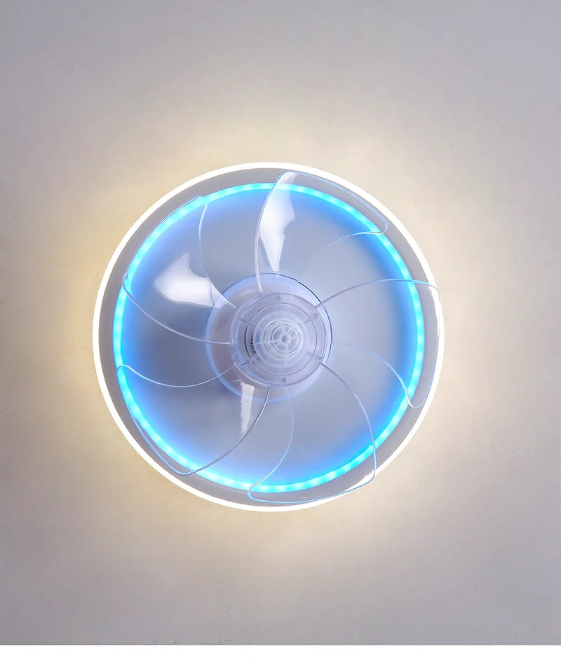 LED Ceiling Fan Lamp RGB Stepless Dimming Remote Interior Lighting Fixture Bedroom Living Home Decor Ceiling Fan With Light