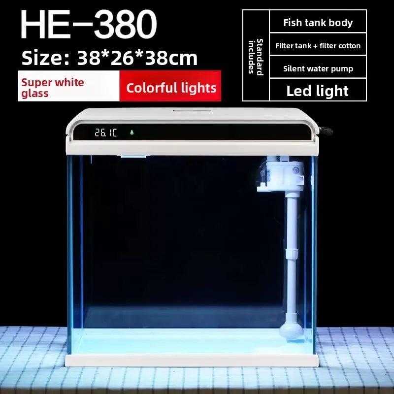 Creative Small Desktop Aquarium, Ecosystem Fish Tank for Office Home Desk Decoration, Mini Glass Tank