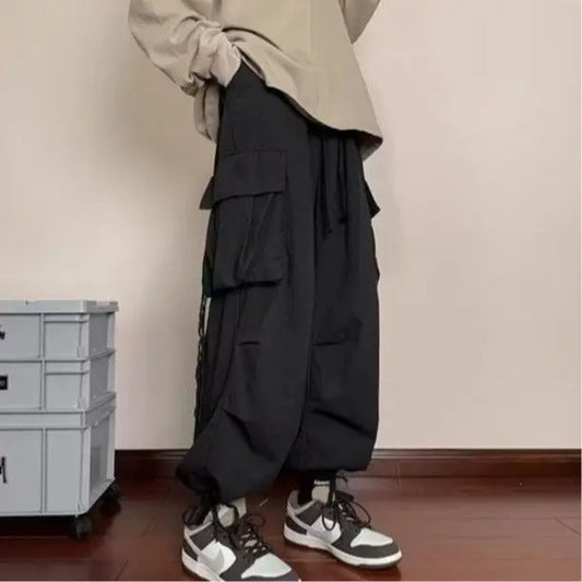 Spring and Autumn High Street Work Men's Thin Straight Wide Legs Fashion Trendy Sports Pants
