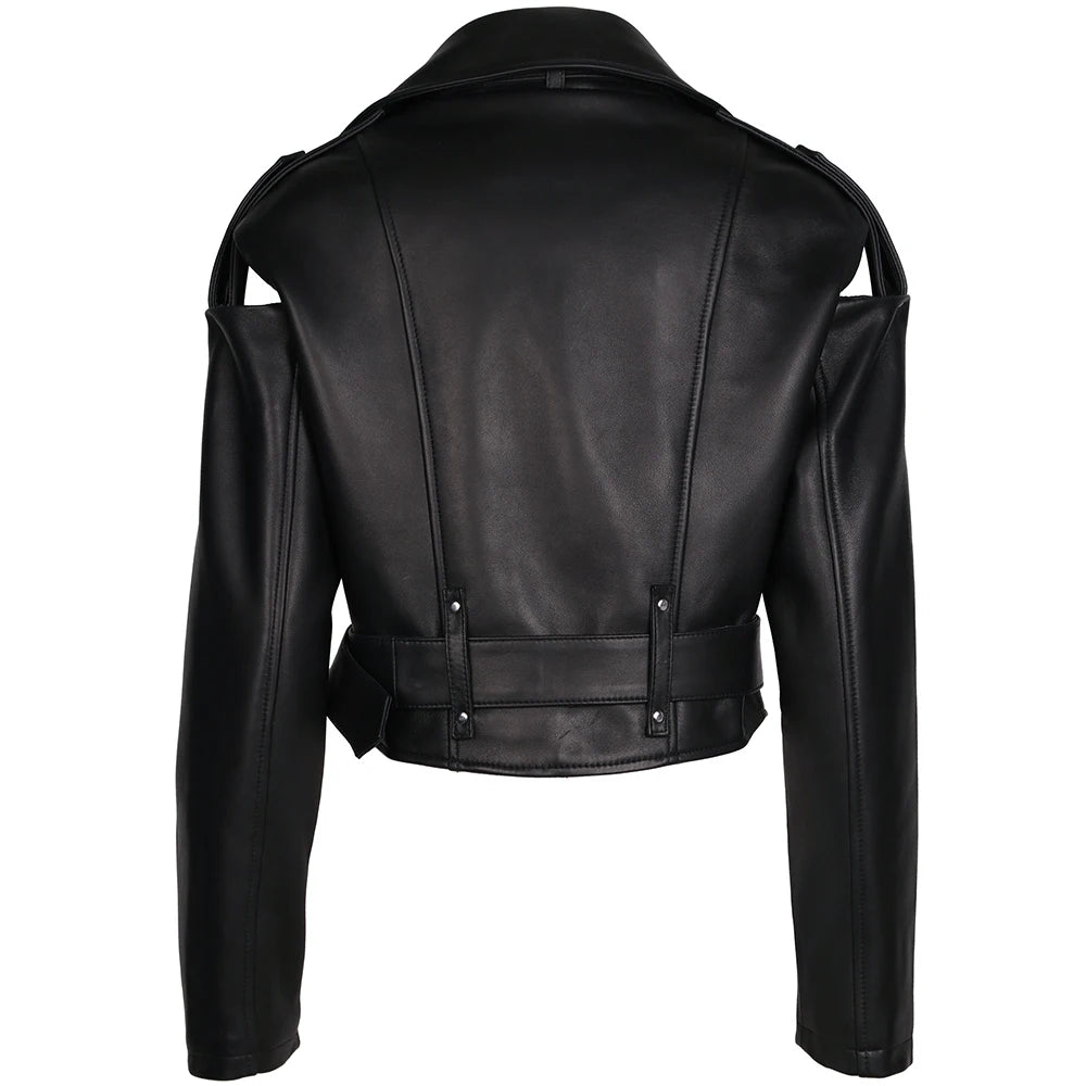 YOLOAgain Real Leather Jacket Women Cropped Jacket Spring 2025