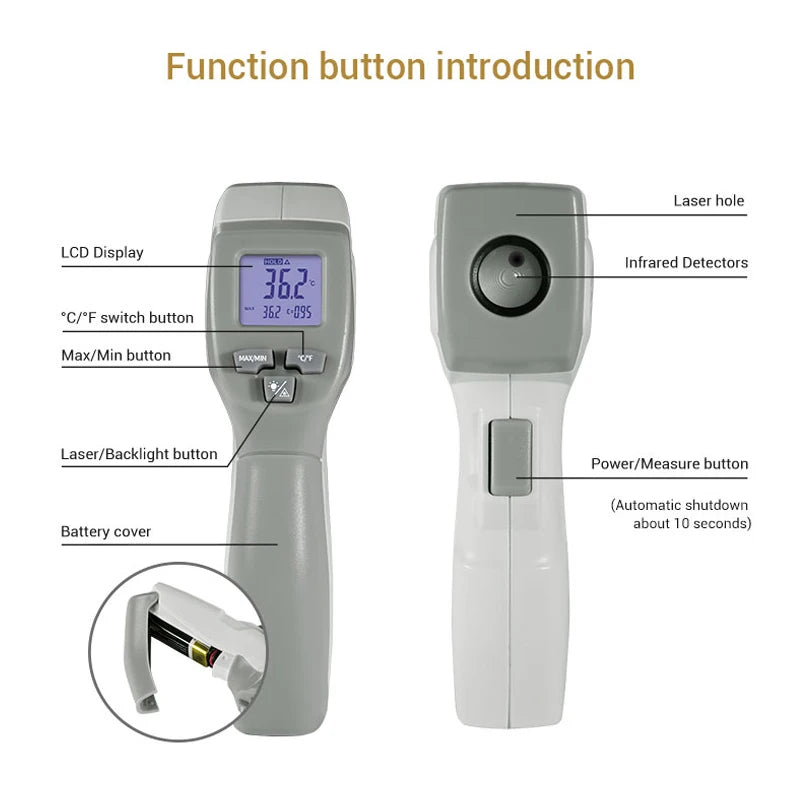 Industrial Laser LCD Digital IR Infrared Thermometer Temperature Meter Point -50-500 Degree Non-Contact Thermometer Pyrometer