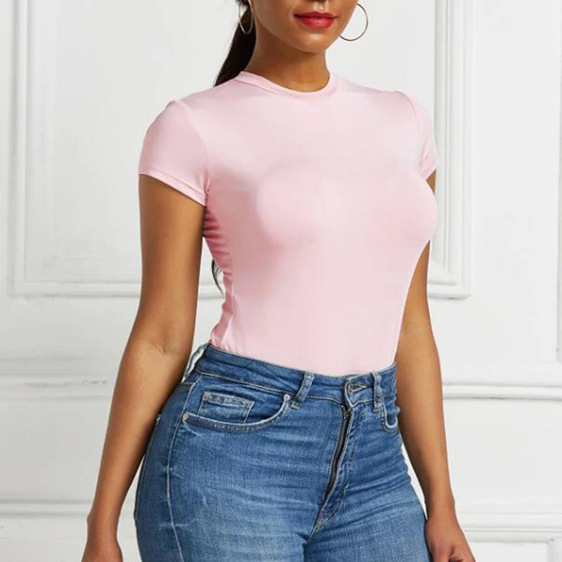Women's Tops Summer Bodysuit Daily Irregular Breathable Fashion Lady Jumpsuit Top Sexy T-shirts Solid Color Bottom Layer Shirt