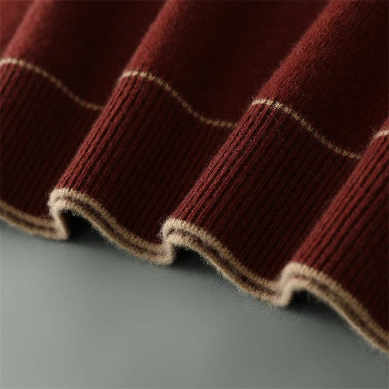 Pure Wool Sweater Men Autumn and Winter New Thick Warm Double Two Collar Knit Pullover Business Casual Sweater Men's Base Shirt