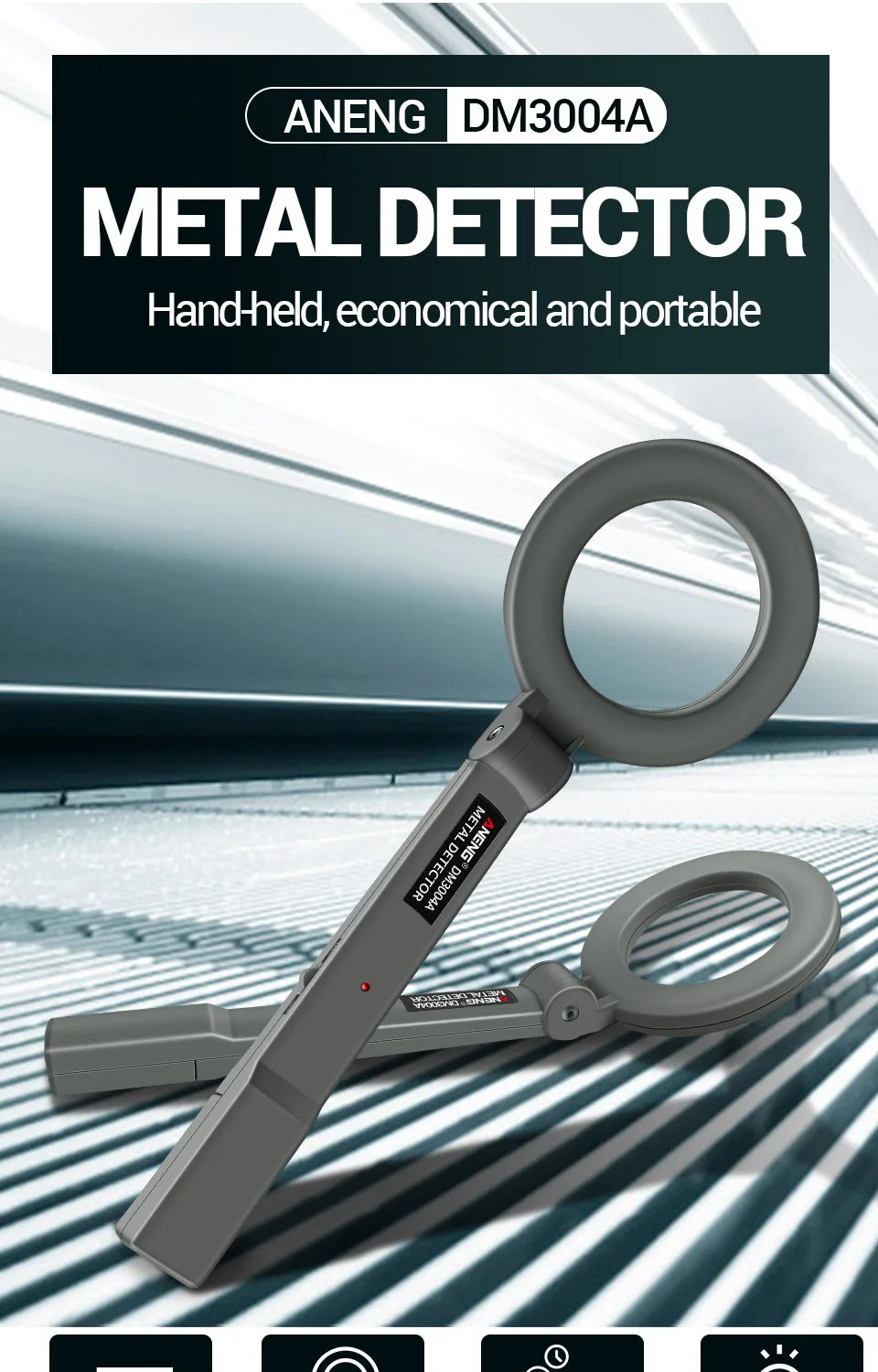 Metal Detector ANENG DM3004A High Sensitivity Body Search Portable Handheld Security Intelligently Adjust Objects Distance Tools
