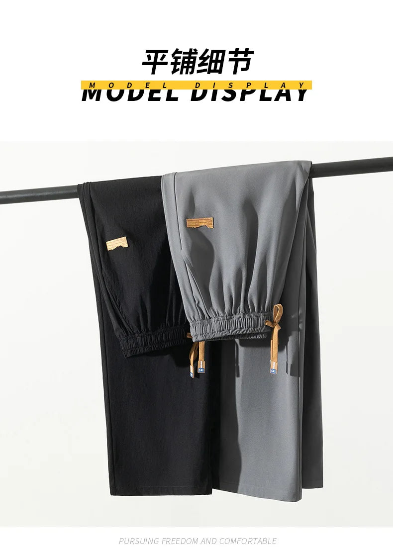 Spring Autumn Men's Clothing Drapey Wide-leg Pants, Loose Sports Pants Trendy Straight-leg Casual Trousers