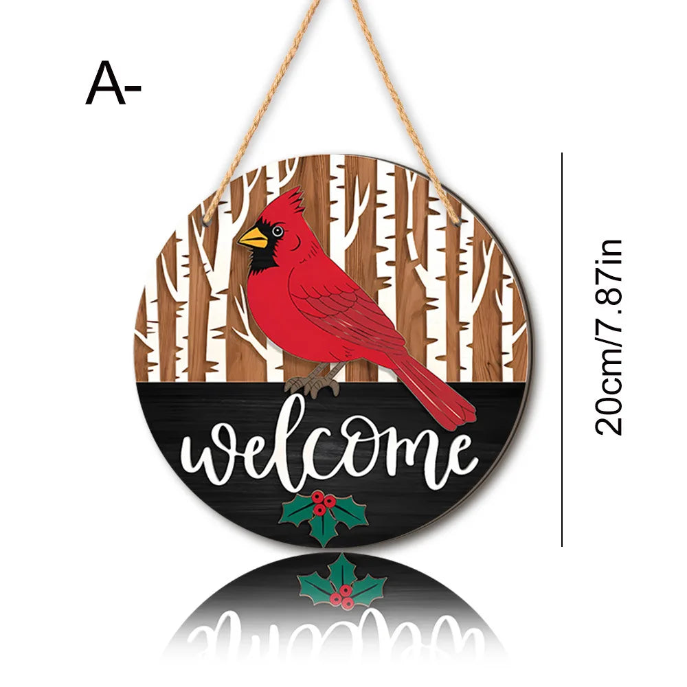 Christmas Christmas Tree Welcome Sign 2d Flat Wooden Holiday Party Hanging Sign Ornaments For Home Garden Decor Christma