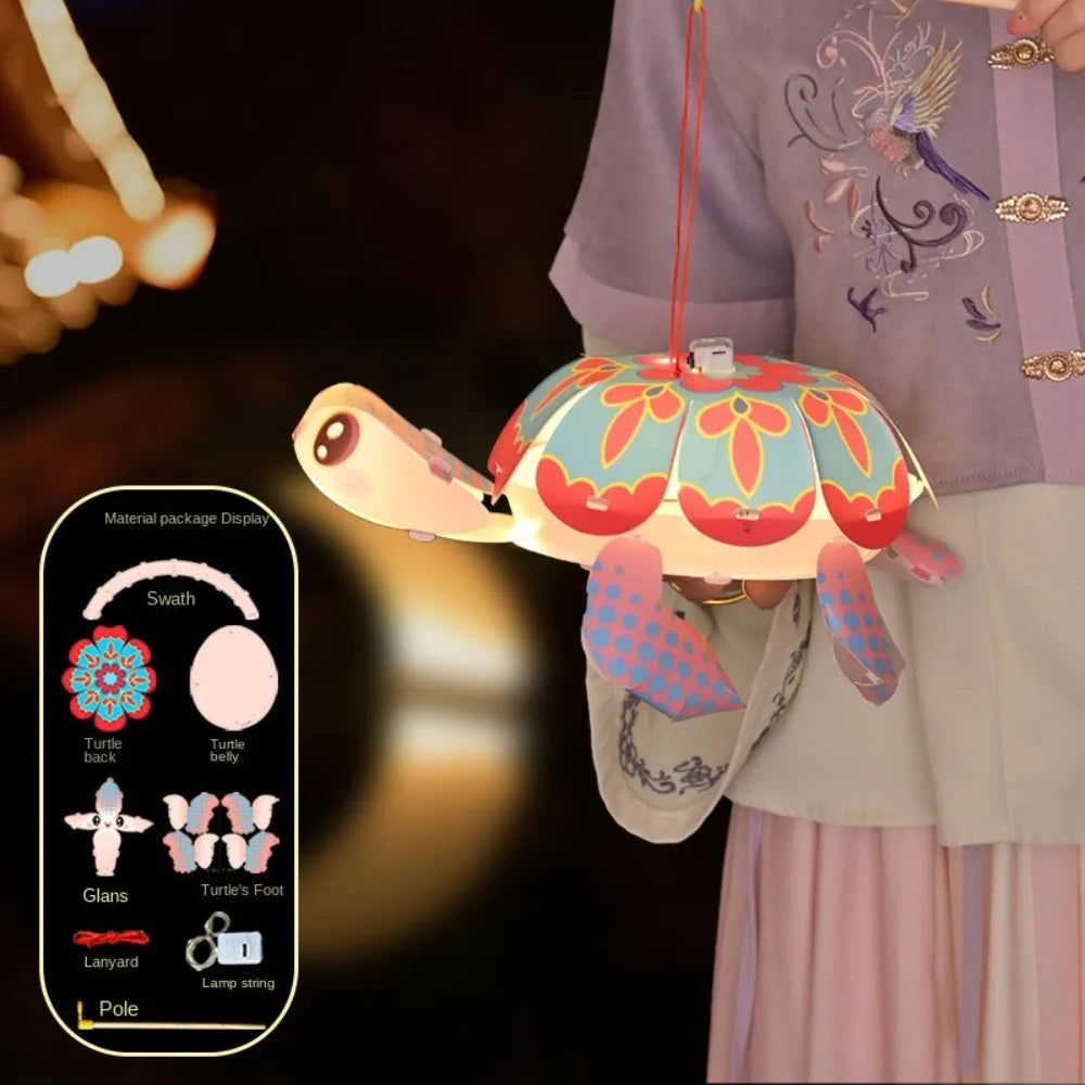Cartoon Middle Autumn Festival Lantern LED Light Cute Festival Lantern Material Kits Luminous DIY Craft Hanging Lamps