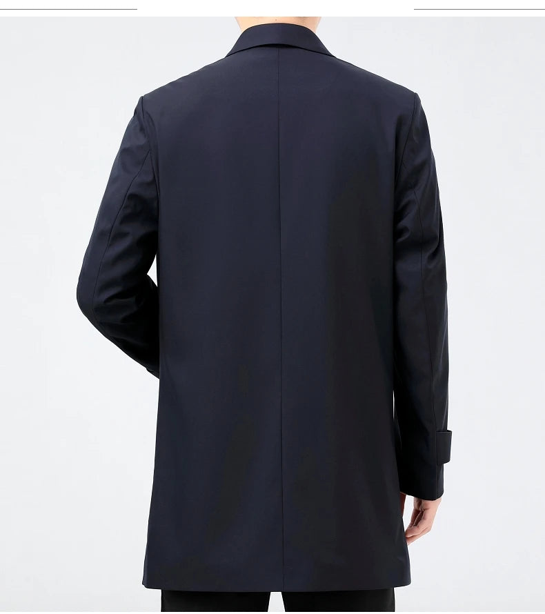 2025 New Wool Trench Coat in The Long High-end Handsome Men Lapel Large Size Spring and Autumn Old Dad Business Coat  M-4XL