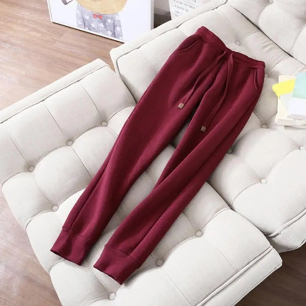 Wool Lamb Fleece Sweatshirt Pants Women Outfit Hoodies Jogger Pants Two-piece Set Thickened Drawstring Autumn Women Sports Suit