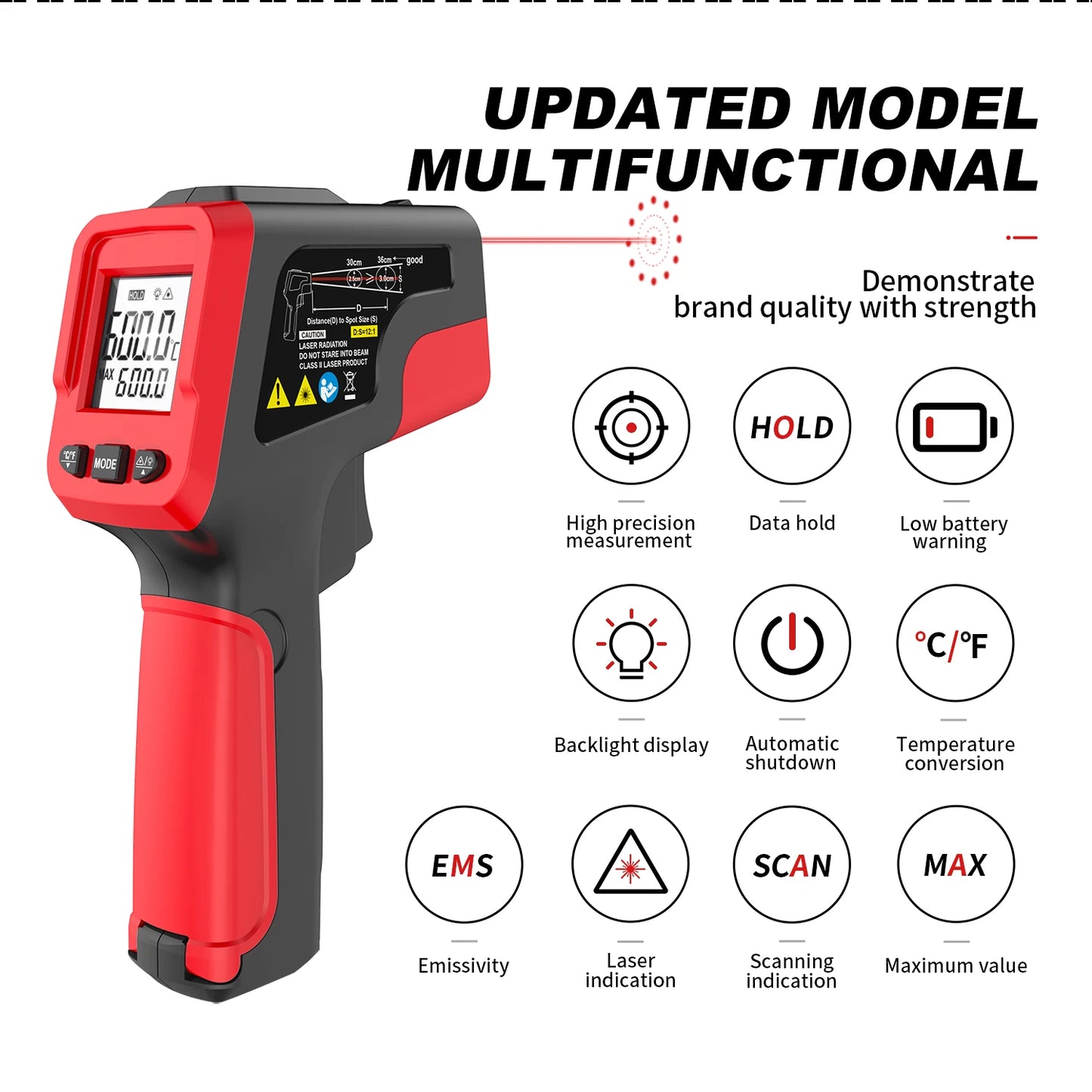 Infrared Thermometer Gun Home & Industrial Non-Contact Digital Laser Thermometer for Engine Kitchen BBQ Pizza Oil Cooking Meat
