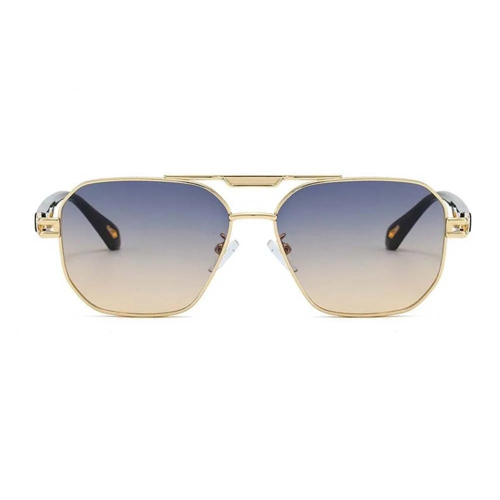 Retro Double Bar Sunnies Square Frame Sunshade Eyewear Unisex Polarizing Lens Sunglasses PC Decorative Anti-UV Glasses Summer