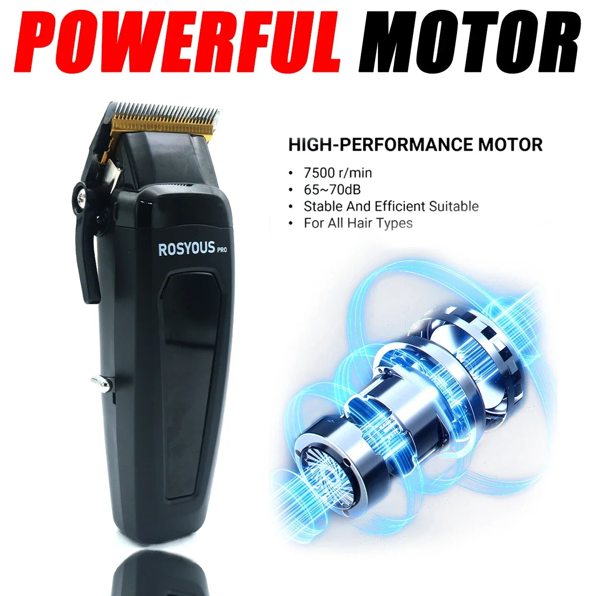 Professional Electric Hair Clipper 106 Hair Trimmer for Man 7500RPM with Base 5-adjusted DLC Blade Barber Machine