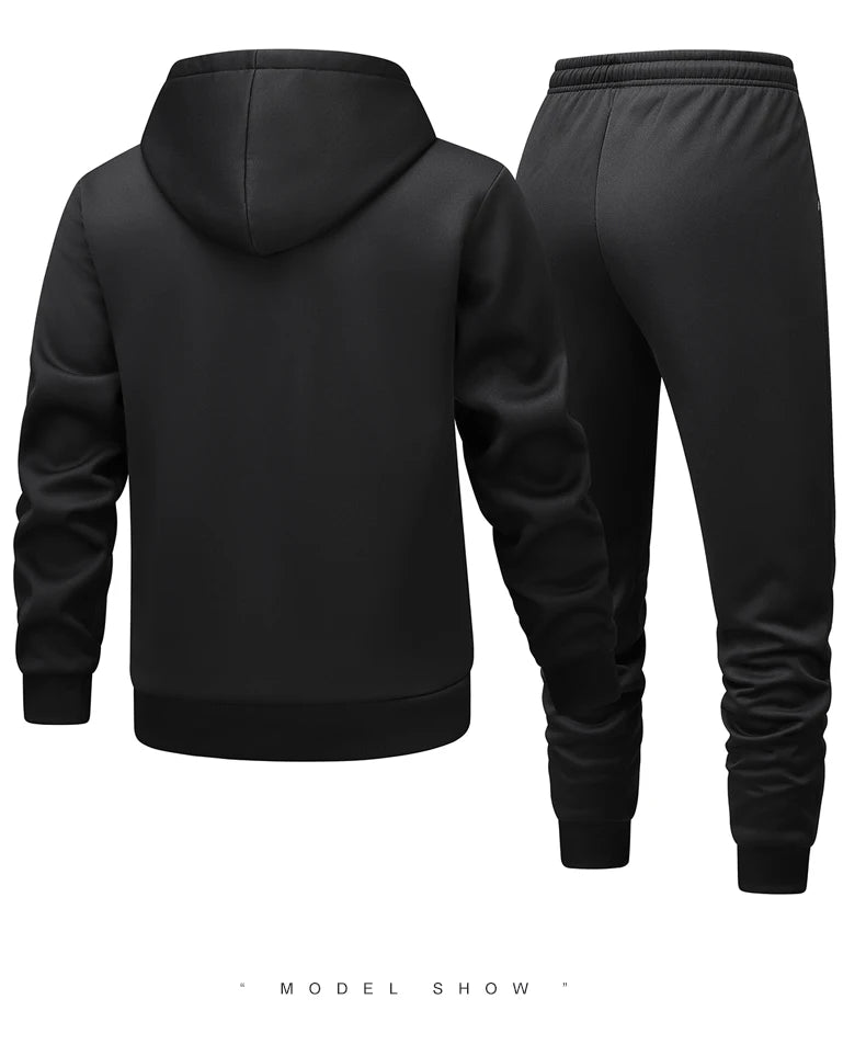 Winter Lambswool Men's Sets Thickened Fleece Sweatshirt Suit Men's Two-piece Hooded Tracksuit Men Sweatshirts Eu Sizes XS-2XL