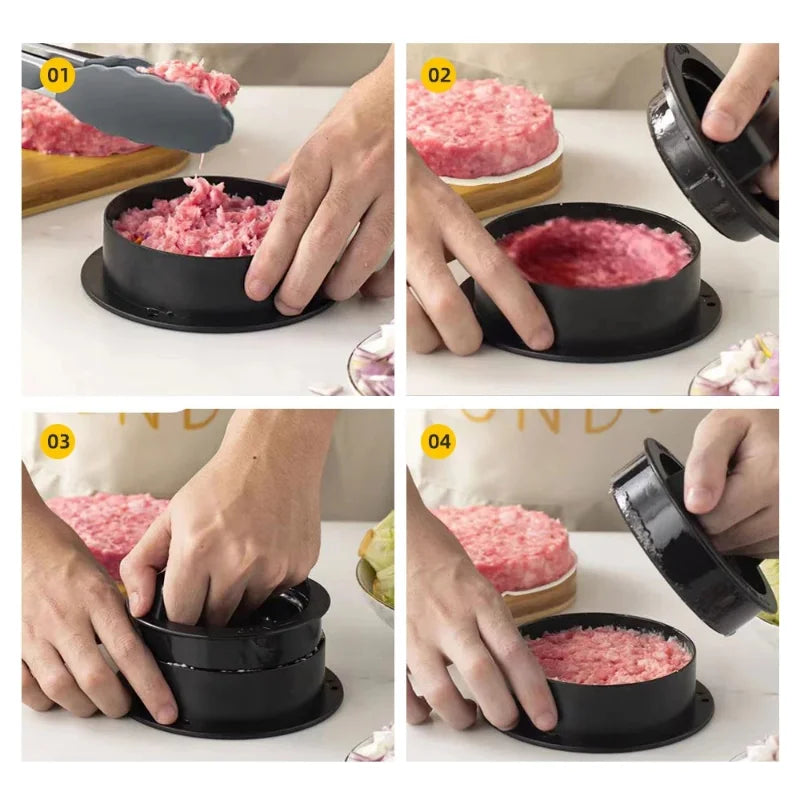 ABS Hamburger Press Meat Pie Press Stuffed Burger Mold Maker with Baking Paper Liners Patty Pastry Tools BBQ Kitchen Accessories